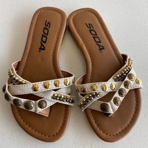White studded brand new size 10 girls sandals!